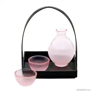 廣田硝子 はなほのか 桃 酒器三点セット (HO-2501PK)