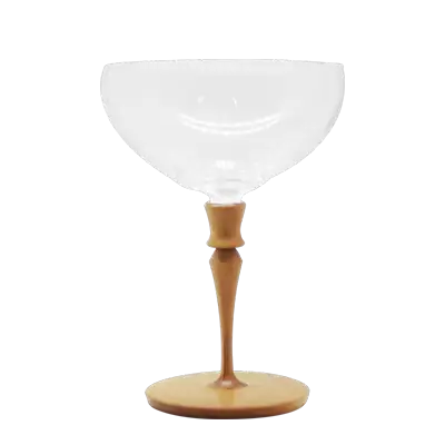 MOKU glass シャンパン ソーサー 281ml (信州木材ステム)