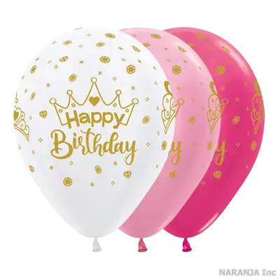 センペルテックス ラウンド 12インチ ハッピーバースデイ クラウン 3色アソート