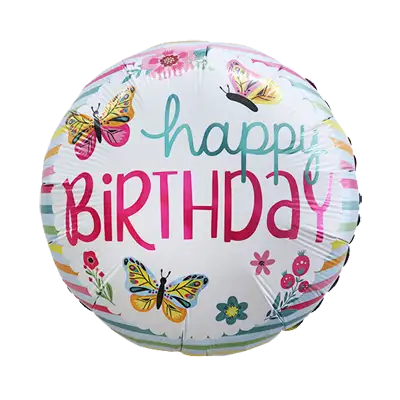 バースデー カラフル バタフライズ 18インチ