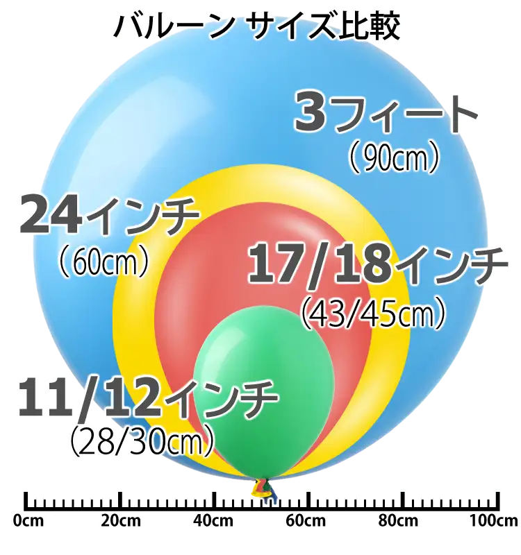 サイズ比較(5インチ - 3フィート)