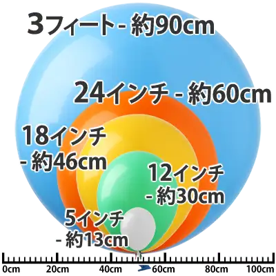 サイズ比較(5インチ-3フィート)