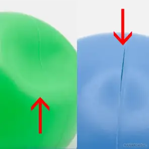 他のロシアンボールで生じるへこみと割れの例